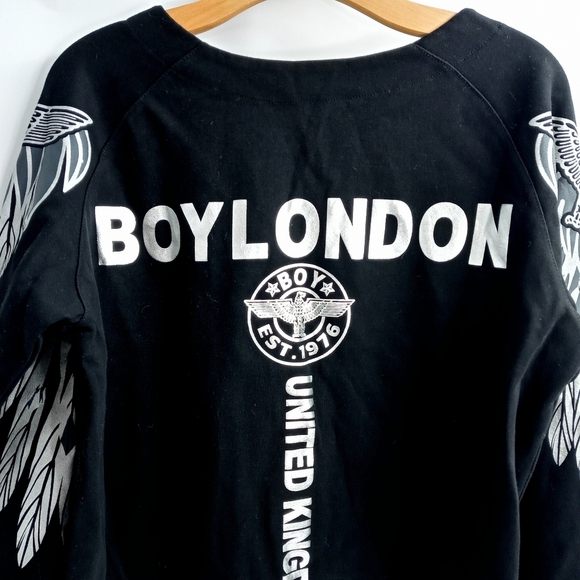 Boy‎ London Bird Silver Graphic Black Sweatshirt - Picture 6 of 9